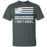 I Don't Kneel - Proud To Stand Anthem Thin Blue Line Tee_black