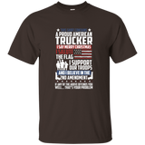 A Proud American Trucker Support Guns Troops Flag T Shirt_black