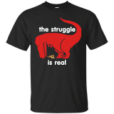 T Rex The Struggle Is Real Pizza Funny T Shirt_Black