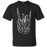 Rock Hand Shirt Skeleton Rocking It Heavy Metal Horns Tee_Black