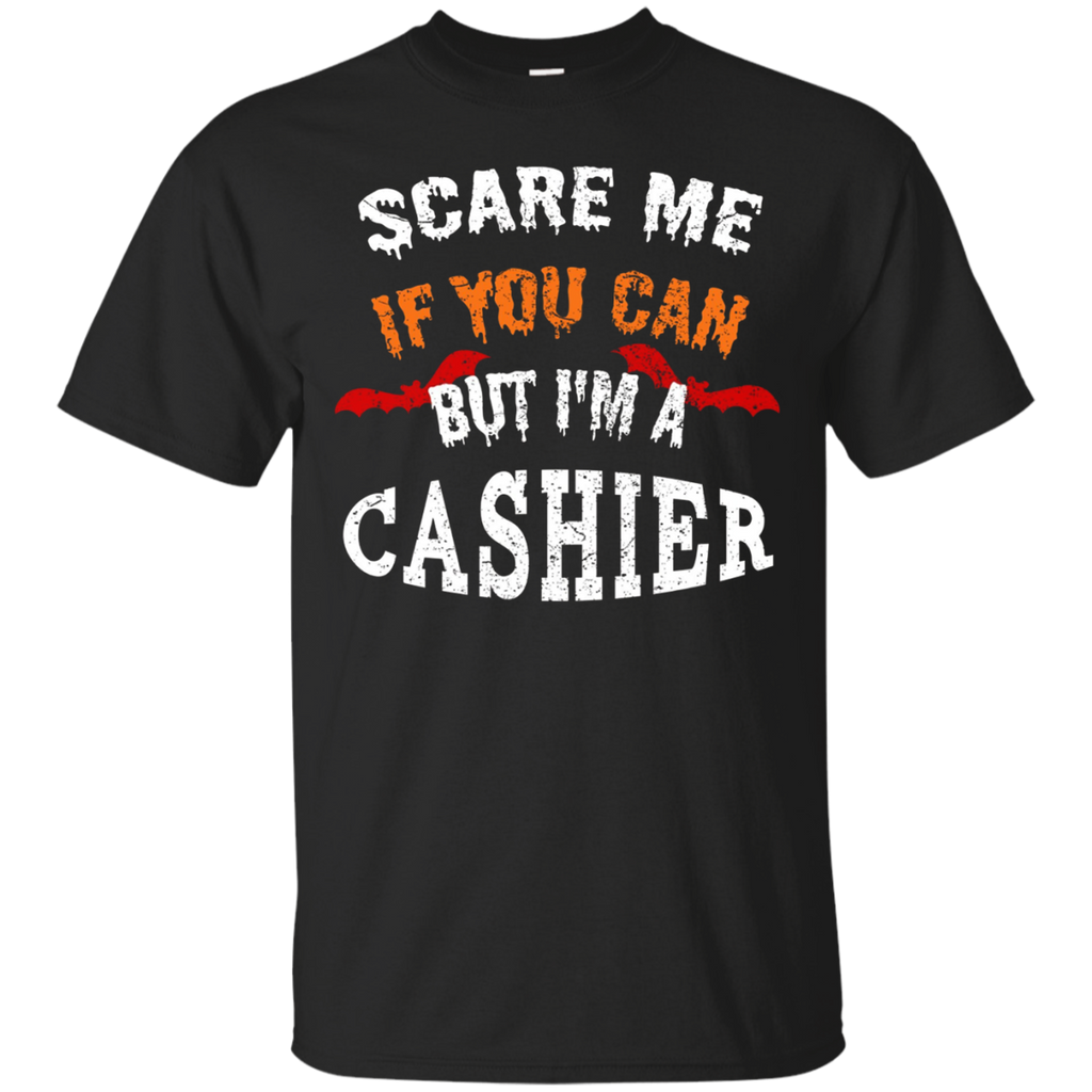Scare Me If You Can But I'm A Cashier Halloween T-Shirt_Black