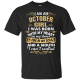 Womens I Am An October T-Shirt_Black