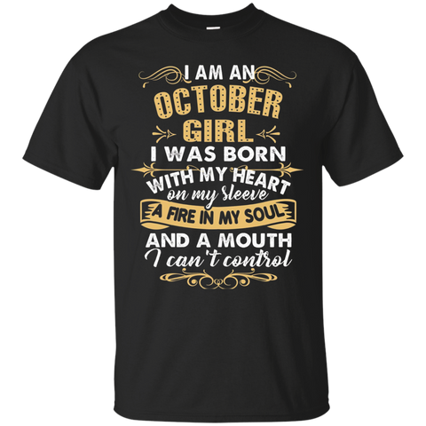 Womens I Am An October T-Shirt_Black