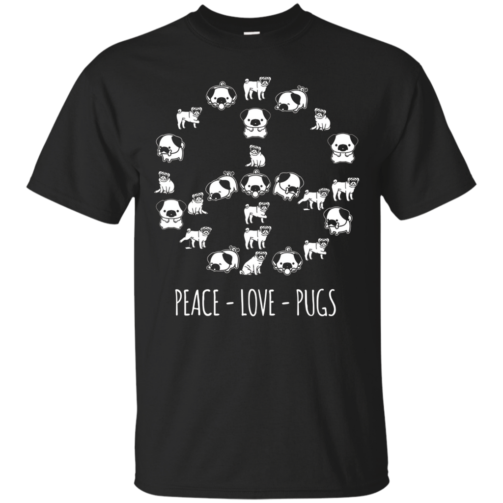 Peace Love Pugs T-Shirt_Black