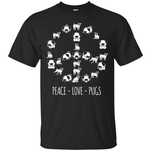 Peace Love Pugs T-Shirt_Black