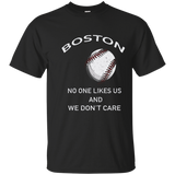 Distressed Boston No One Likes Us Tee Baseball T Shirt_navy