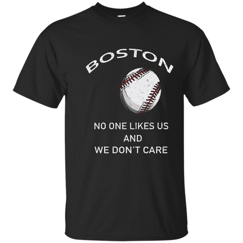 Distressed Boston No One Likes Us Tee Baseball T Shirt_navy