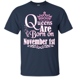 Queens Are Born On November 1st Funny Birthday T-shirt_black=