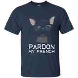 Pardon My French T-shirt Bulldog with Glasses Clever Dog_Navy