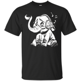 Elephant With Music Headphone T-shirt_black=