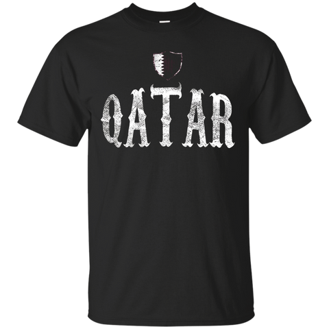 Vintage Qatar Flag T-shirt Qatari Pride Soccer Sports_Black