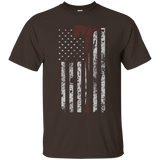 Thin Red Line American Firefighter Flag Axe T Shirt_Black