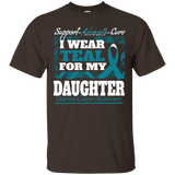 Teal Ribbon For My Daughter. Ovarian Cancer Awareness Shirt_Black