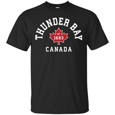 Thunder Bay Canada T-Shirt Canadian Flag Maple Leaf Gift Tee_Black