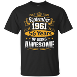 September 1961 T-Shirt 56th Birthday Gift_Black