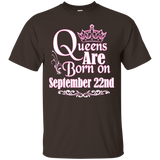 Queens Are Born On September 22nd Funny Birthday T-Shirt_Black