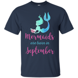 Mermaids Are Born in September Shirt Birthday Gift_Black
