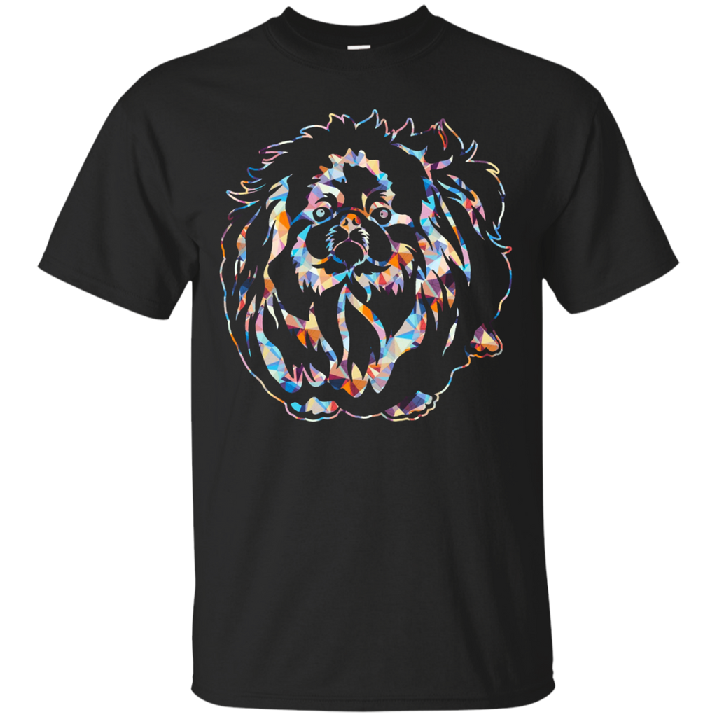 Pekingese Shirts - Pekingese Geometric Colorful T Shirt_Black