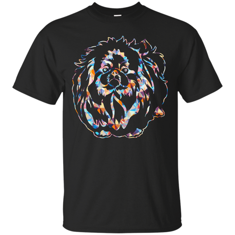 Pekingese Shirts - Pekingese Geometric Colorful T Shirt_Black