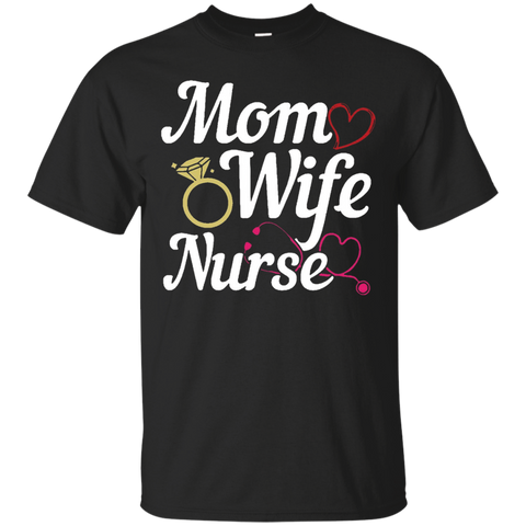 Women's Mom Wife Nurse Funny T-shirt_Black