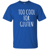 Too Cool For Gluten Shirt Simple Gluten Text T Shirt_Navy