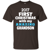 First Christmas With Grandson - Shirt For New Grandparents_black=