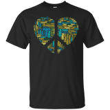 Peace Sign Word Cloud Heart Shape T-Shirt_Black