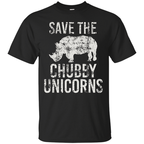 SAVE THE CHUBBY UNICORNS Fun Rhino Animal Vintage T-Shirt_Black