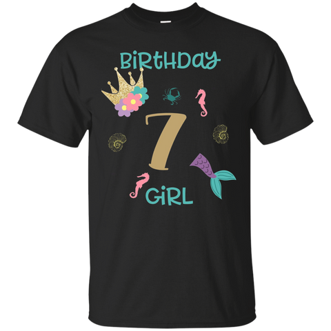 Mermaid 7th Birthday Shirt Birthday Girl T Shirt_Black