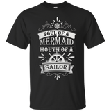 Womens Soul Of A Mermaid Mouth Of A Sailor T-shirt_Black