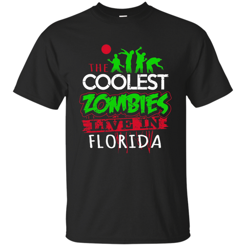 The Coolest Zombies Live in Florida Halloween T-Shirt_Black