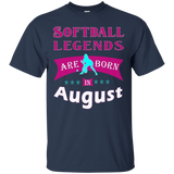 Top Girls Softball Legends Born in August Fun Gift TShirt_Black