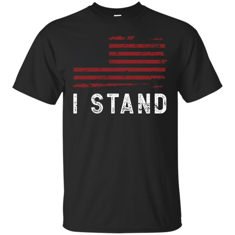 I Stand - I Don't Kneel Distressed Flag Tee_black