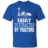 Farmer Gift - Easily Distracted By Tractors Tshirt_black=