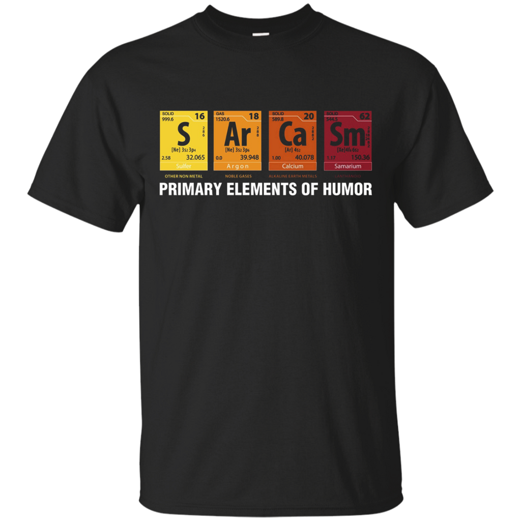 Sarcasm Elements of Humor Periodic Table Graphic T-Shirt_Black