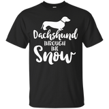 Dachshund Through The Snow Funny Christmas Holiday T-shirt_black=