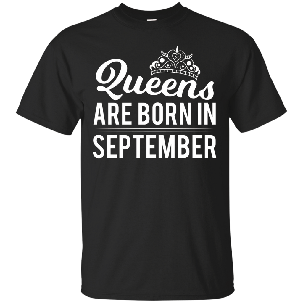 Queens Are Born in September - Cute Girly Fun Birthday Tee_Black
