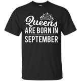 Queens Are Born in September - Cute Girly Fun Birthday Tee_Black