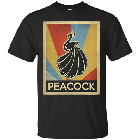 Vintage style peacock Tshirt_Black