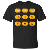 Pumpkin Emoji Faces Tshirt For Halloween_Black