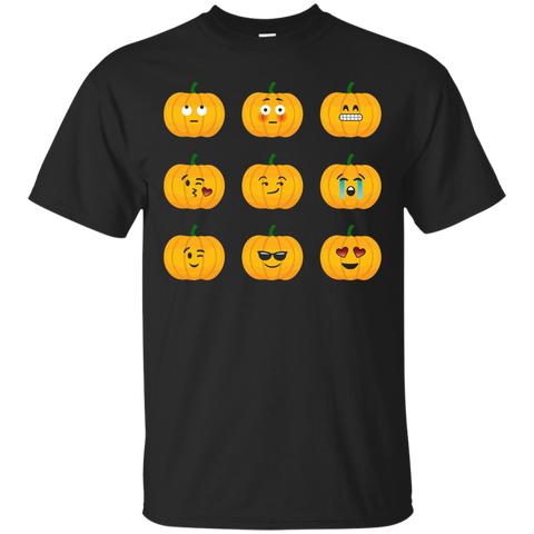 Pumpkin Emoji Faces Tshirt For Halloween_Black