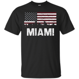 Miami FL American Flag Skyline Distressed T-Shirt_Black
