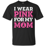 Breast Cancer T-shirt For Kids I Wear Pink For My Mom Ribbon_black=