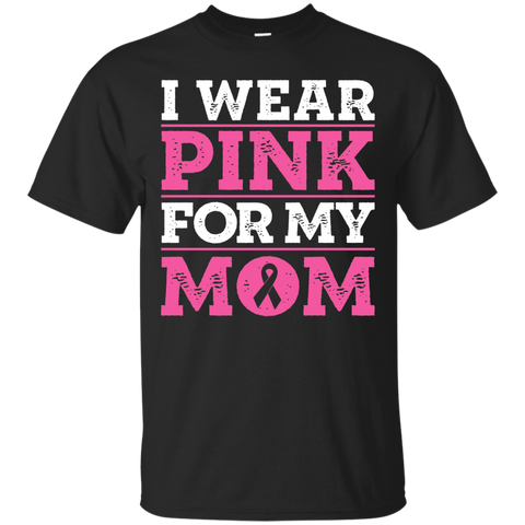 Breast Cancer T-shirt For Kids I Wear Pink For My Mom Ribbon_black=