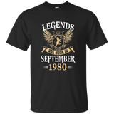 Legends Are Born In September 1980 Birthday Gift Shirt