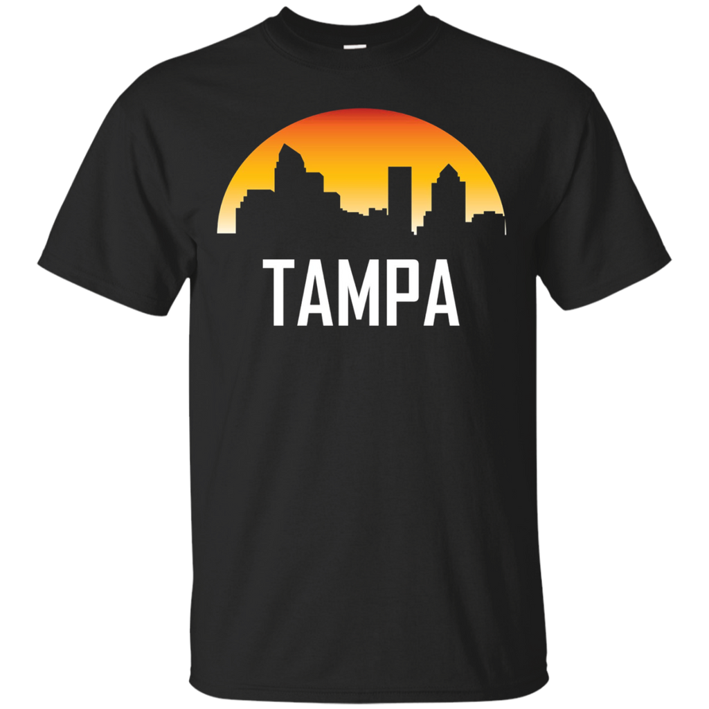 Tampa Florida Sunset Skyline Silhouette T-Shirt_Black