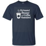 Stressed Blessed And Coffee Obsessed Black T-shirt Men Women_dark=