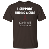 Sickle cell awareness Burgundy ribbon T Shirt Men Women Kids_Black
