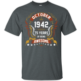 October 1942 75th Birthday 75 Years Old Gift T-Shirt_Black