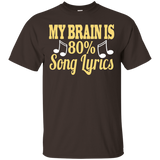 My Brain is 80% Song Lyrics T-Shirt Funny Music Lovers Tee_Black